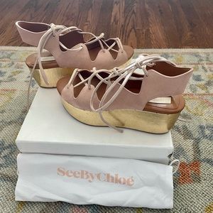 See by Chloe lace-up platform wedges